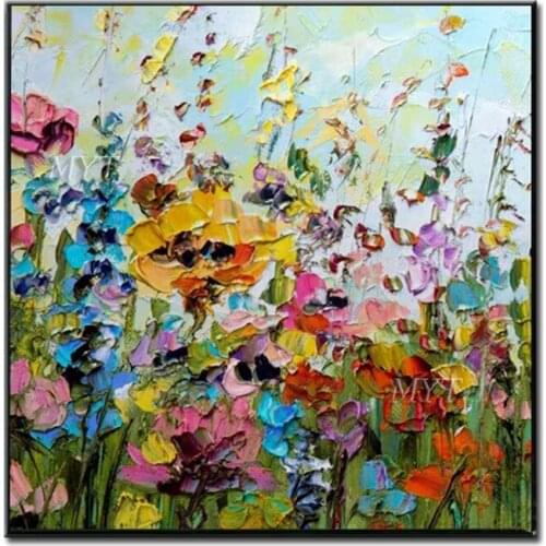Many Flowers Are In Full Bloom Unframe Oil Painting Handpainted Paintings Wall Art Home Decor Picture Modern Oil Painting