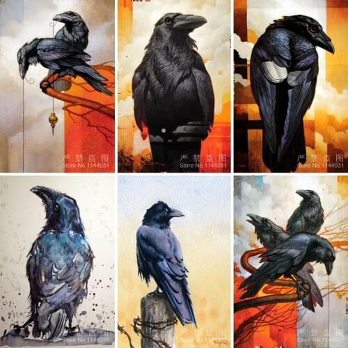 Raven 5D Diy Diamond Painting Cross Stitch Room Decor Handicraft DIY Diamond Mosaic Embroidery Crow full Rhinestone Animal