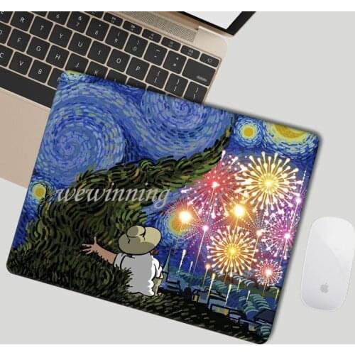 Desk Mats Pads Lovely Kawaii Cute Mouse Pad Van Gogh Waterproof Office Home Decoration Cup Mat Antislip Girls Boys Room