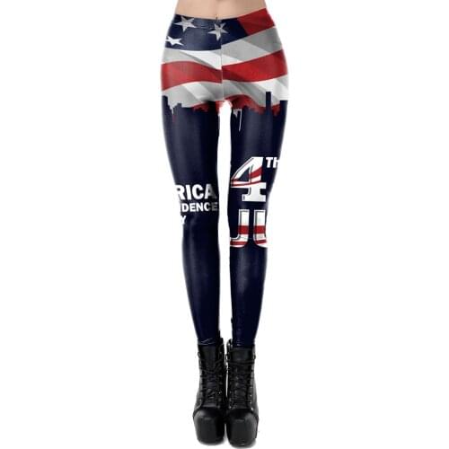 Summer Female Leggings American Flag Star&Stripe Printed Fitness Pants Workout High Waist Leggings Female Yoga Pants Sweatpants