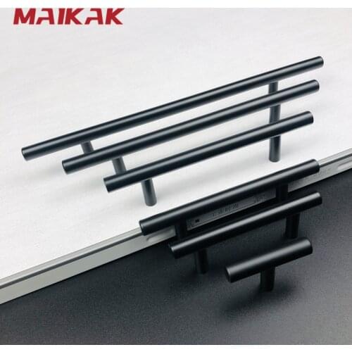 MAIKAK Modern Matt Black Stainless Steel Kitchen Door Cabinet T Bar Handle Pull Knob 2" ~ 12'' Hardware Drawer Kitchen Handles