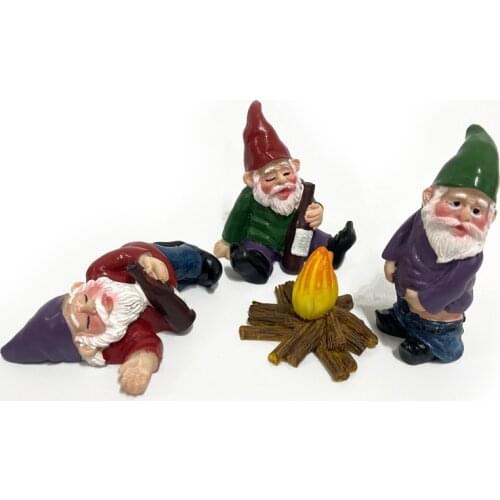 Cartoon Handmake Dwarf Toy Figures Decoration Model Garden Ornaments Personality Drunk Elf Resin Carving Crafts Home Decor Gift