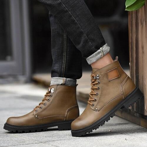 Man leather Sneaker fashion leisure Casual shoe mens sneakers high mens male Mens with a sports for sneaker casual top altos