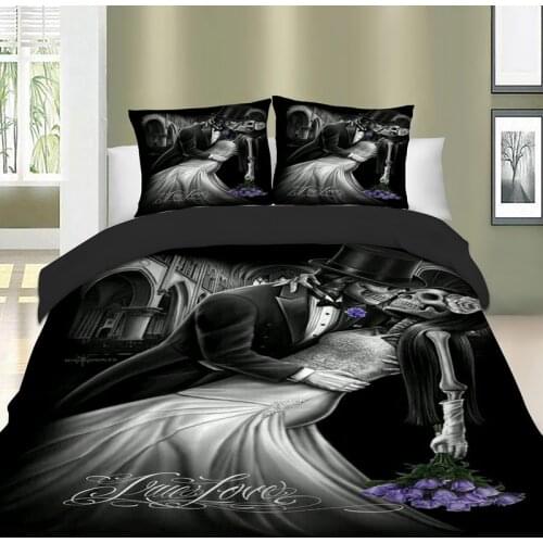 3D Marriage Skull Duvet Cover Bedding Set Twin Full Queen Super King Single Double Size Quilt Cover Pillow Cases Bed Linens 3pcs