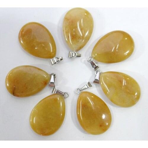 Natural stone Quartz Crystal Turquoises opal tiger eye Water droplets pendant for diy jewelry making necklace Accessories30pcs