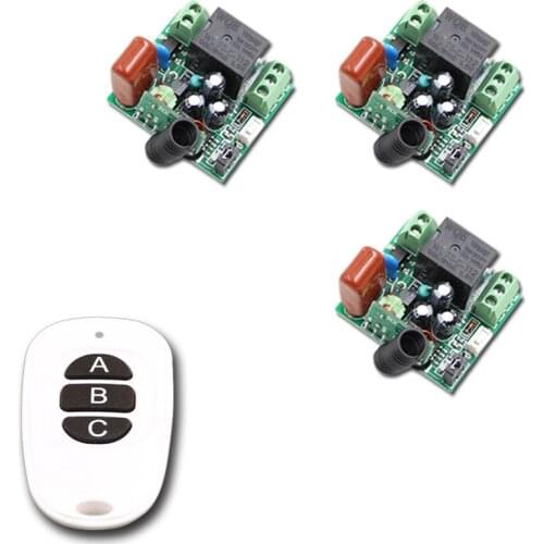 New Mini Size RF Wireless Remote Control Switch System Waterproof Transmitter & 3pcs Receivers315/433mhz Learning Code