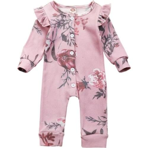 0-24M Newborn Kid Baby Girl Floral Clothes Ruffles long Sleeve Flower Romper Jumpsuit Cute Princess Sweet Cotton Outfits