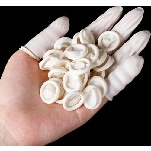 100PCS/Lot Disposable Finger Cover Natural Rubber Gloves Non-slip Latex Finger Cots Fingertips Nail Art Tattoo Protector Gloves