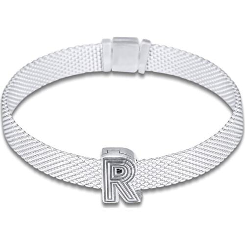 Fits for Pandora Charms Bracelets Letter R Clip Beads 100% 925 Sterling Silver Jewelry Free Shipping