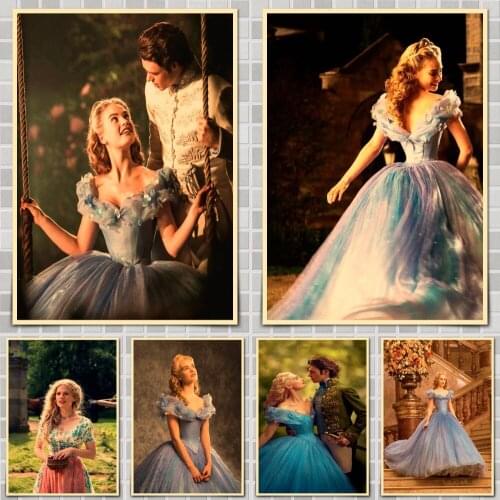 Disney Cinderella (2015) Movie Poster Wall Stickers For Home Room Bar Decor Art