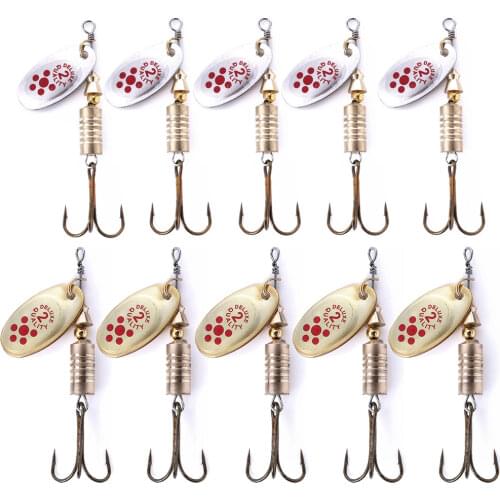 10Pcs 6.7cm 7g Spinner Spoon Metal Bait Fishing Lure Sequins Crankbait Spoon Baits for Bass Trout Perch Pike Rotating Fishing