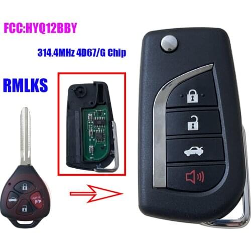 Replacement Upgrade Remote Flip Key 4 Buttons for Toyota Rav4 Scion XB FCC Hyq12bby-4d67 G Chip TOY43 Car Key Fob