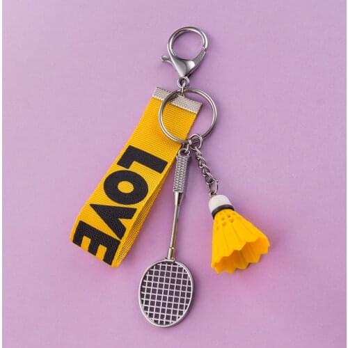 Badminton Lovers Keychain Pendant Cute Racket Car Key Chain Link Mens Womens Bags Mobile Phone Accessories Couple Lanyard