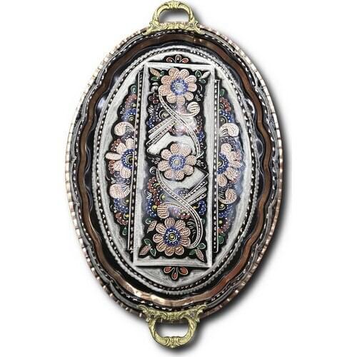 Evil eye Copper Hand Embroidered Flower Pattern Copper TEPSI-BB402