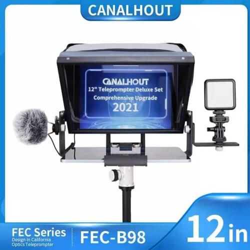 CANALHOUT B98 12 InchTeleprompter Luxury Kit,Max to 11 Inch iPad Prompt, Metal Structure,Hard Blackout Cloth, Tote Bag
