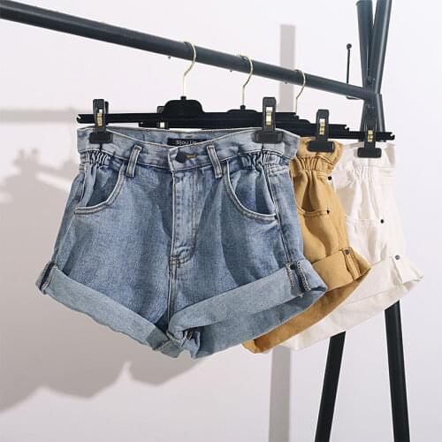 Korean Style Casual Denim Shorts Women Elastic High Waist Short Jeans Summer Jeans Falda Pantalon Mujer Vetement Femme 2021