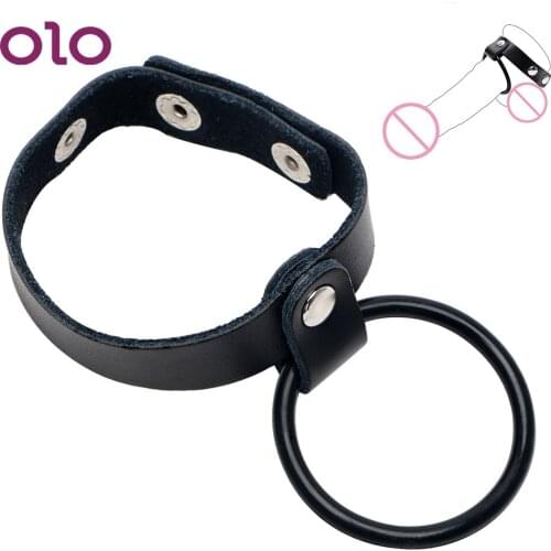 OLO Silicone Leather Penis Rings Cock Ring Male Chastity Device Sex toys for Men Male Sex Delay Products Erotic Toys