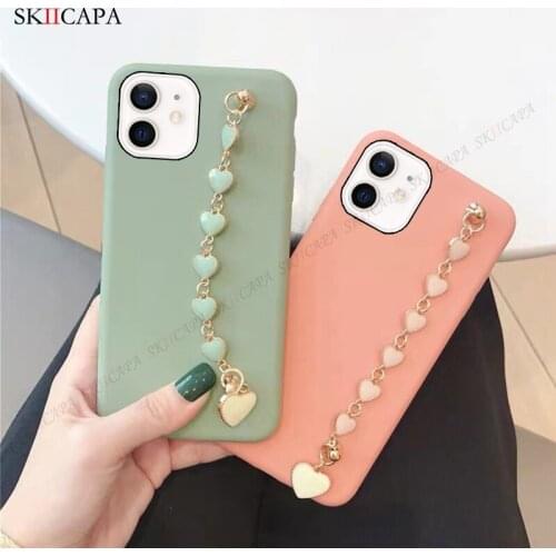 Candy Color Love Wrist Bracelet Silicone Case For iPhone 13 12 Mini 13 12 Pro Max XR 7 8 Plus Soft Gel Rubber Shockproof Cover