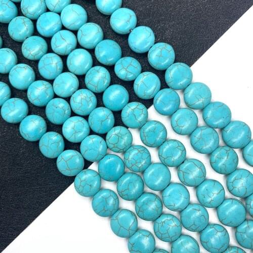 Blue Turquoise Flat Beads 8mm Exquisite Jewelry Charm Can Be Used for Jewelry Making DIY Necklace Bracelet Accessories