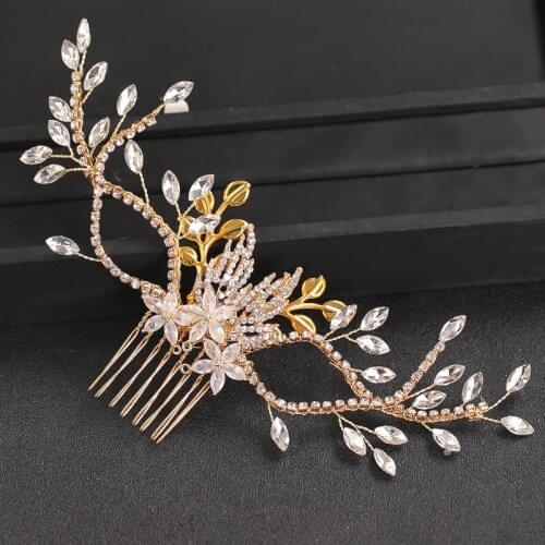Crystal Rhinestone Wedding Hair Combs Wedding Hair Accessories Bridal Hair Jewelry Women Head Piece Headband Hairpin Tiara Gift