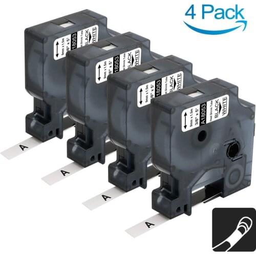 4PCS Rhino 18053 3/8" 9mm*1.5m Heat Shrink Tubes for Compatible with DYMO LabelWriter and Rhino 4200 5200 Industrial Label Maker