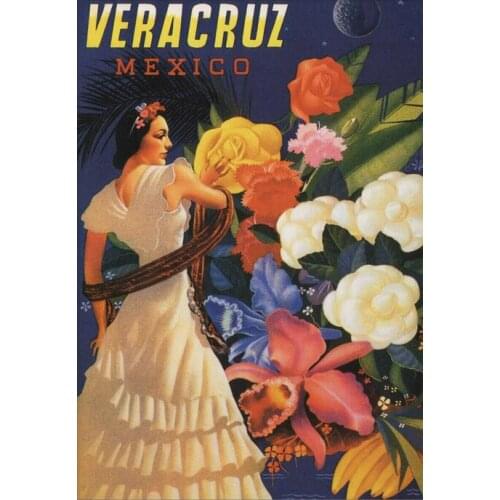 Vintage Veracruz Mexico Travel Decor Mexican Art print Silk poster Home Wall Decor