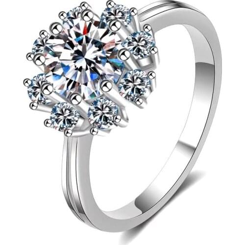 Jewelry Mossanite Ring 925 Silver 1 Ct Excellent Cut D Color Pass Diamond Test Mossanite Ring Luxury Female Diamond Rings