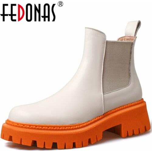 FEDONAS Autumn Winter Classic Women Ankle Boots Concise Fashion Casual Genuine Leather Shoes Woman Round Toe Platforms Newest