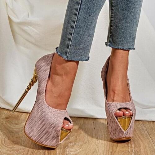 Spring New 19 CM Thin High Heel Shallow Mouth Platform Fish Mouth Womens Single Shoe Size 35-43