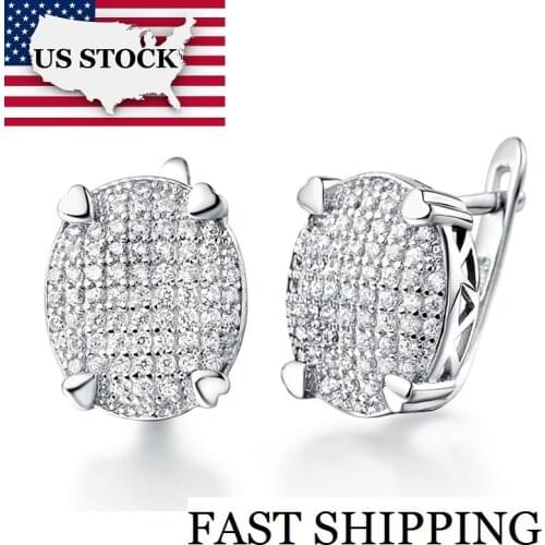USA STOCK Uloveido Earrings for Women Cubic Zirconia Pave Vintage Silver Jewelry Earings with Stones Micro Zircons R137