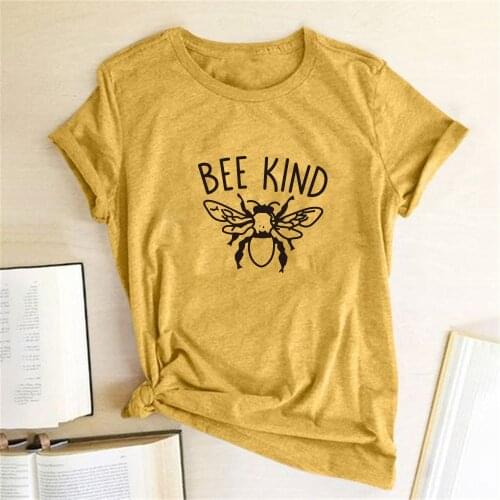 BE KIND Print Women Funny Tshirts Short Sleeve Summer Casual Cotton Tshirt Women 2020 Tops Clothes Graphic Tees Ropa De Mujer