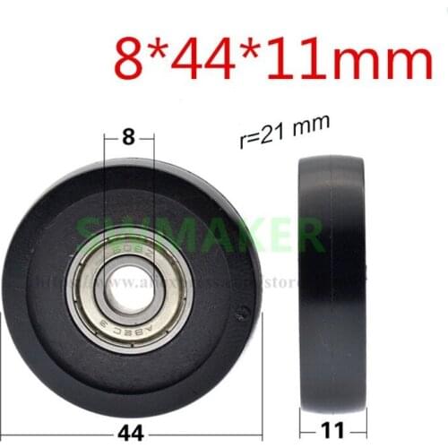 1pcs 8*44*11mm 608 rubber-coated TPU PU bearing pulley mechanical roller hard rubber guide wheel, silent wear resistance