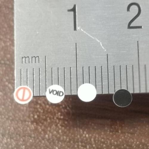 10000pcs 3mm Diameter Screw Hole Tamper Evident Warranty Void If Seal Broken, Item No. V35