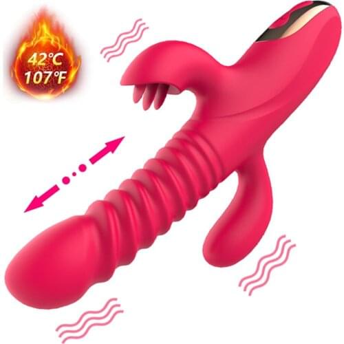 3 Motor Dildo Vibrator For Women 10 Speed Vibration Clitoris G-spot Anal Stimulate Heating Telescopic Swing Sex Toy For Female