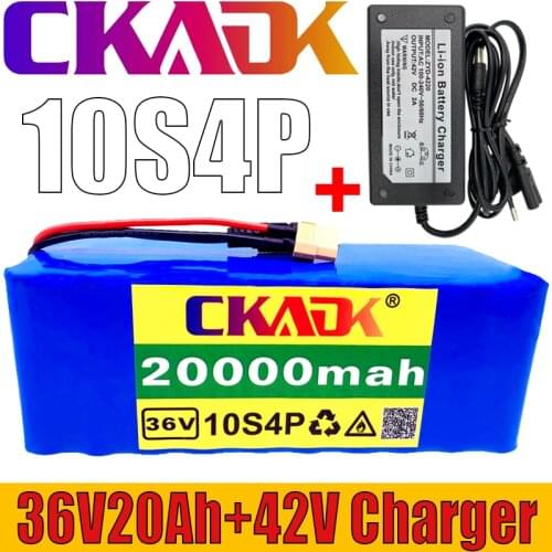 Batterie 10S4P 20ah XT60 pour velo electrique, 36V, 42V, 500 mAh, pour moteur 20000 W, avec BMS integre et chargeur 42V 2a