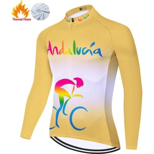Andalucia Winter Thermal Fleece Ropa Invierno Mayots Jersey Hombre Camisa Masculina Maillot Ciclismo Equipamento De Ciclismo