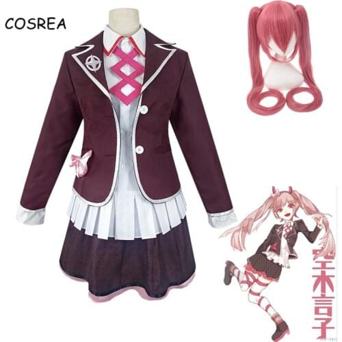 Anime Danganronpa 2 Another Episode Cosplay Kotoko Utsugi Costume Dangan Ronpa School Uniform Shirt+Coat+Skirt Wig Full Set