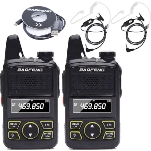 2Pcs Baofeng BF-T1 MINI Kids Walkie Talkie BF T1 cb Two Way Radio UHF long range Flashlight Handheld Transceiver