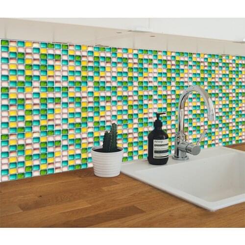DIY waterproof sticker mosaic square bathroom 3d sticker kitchen creative self-adhesive handmade wall sticker