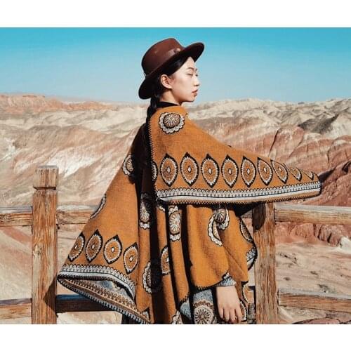 Elegant Pashmina Retro-fashion Vintage Classical Shawl Floral Warm Wrap Carpet Cashmere-Like Women Scarf Collocation Accessory