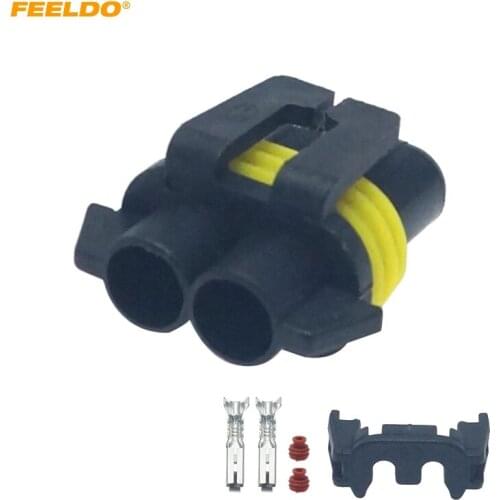FEELDO 1set waterproof Car 9005 HB3 Headlight Fog Light Connector Plug Socket LED/HID Light 2Pin Way Plugs #6148