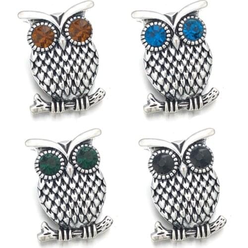 Hot Sale Owl 005 Flower 3D 18mm Metal Snap Button For Bracelet Necklace Interchangeable Jewelry Women Accessorie Findings