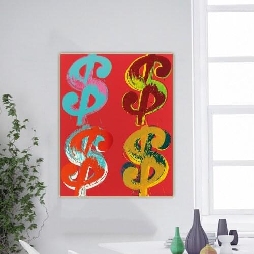 Holover Canvas Oil Painting Andy Warhol"Dollar Sign Series"Pop Art Avant-garde Visual Art Aesthetic Poster Wall Home Decoration