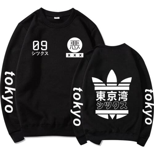 Tokyo Bay Japan Anime Harajuku Hoodies Tokyo City Print Casual Sweatshirt Hip Hop Streetwear Fleece Warm Pullover Tops