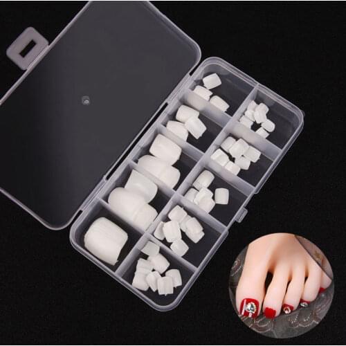 100Pcs Artificial Acrylic Toe False Nails Tips Natural/White/Clear Foot Fake Nails Manicure Art Decoration Toenails Beauty Tools