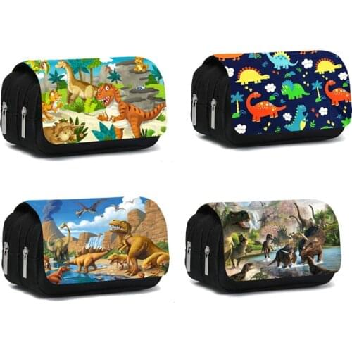 Cool Dinosaur Print Cosmetic Cases Pencil Box Teenagers for Boys Girls Makeup Bag Children Cartoon Dinosaur School Bags Gift