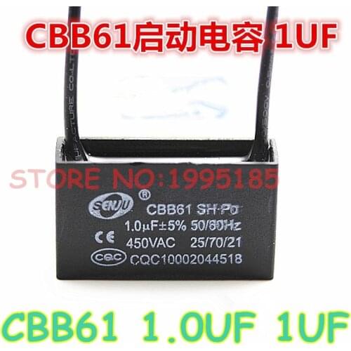 10Pcs/Lot CBB61+-5% 1uF 450V/AC CBB Capacitors The Fan Start Capacitor Motor Start Capacitor