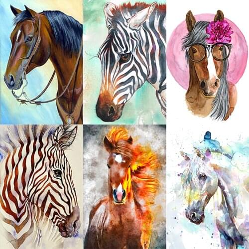 Horse Series 5D DIY Diamond Painting Full Round Drill Animal Home Decoration Gift Creative Hobby Diamond Painting Kit 30x40cm