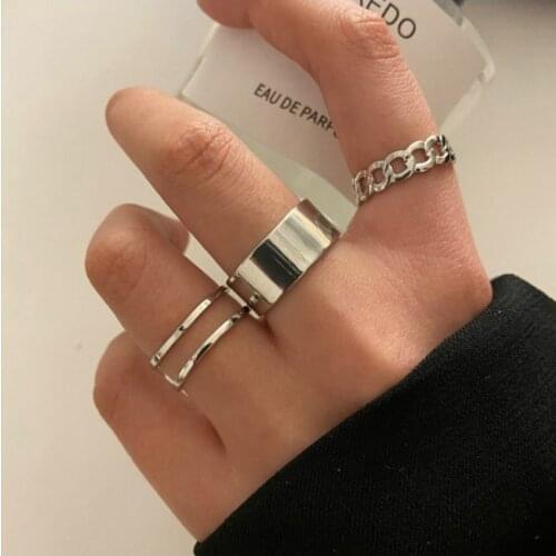 2020 Fashion Simple Design anillos Vintage Silver Color Joint Rings Sets for Women Jewelry Korean Version Joint Rings