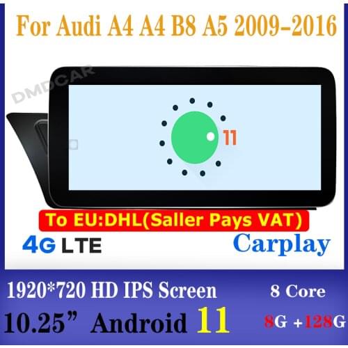 10.25" 8Core 8+128G Android 10 Car Radio Multimedia Player GPS Navigation for Audi A4 A4L A5 2009-2017 Stereo CarPlay